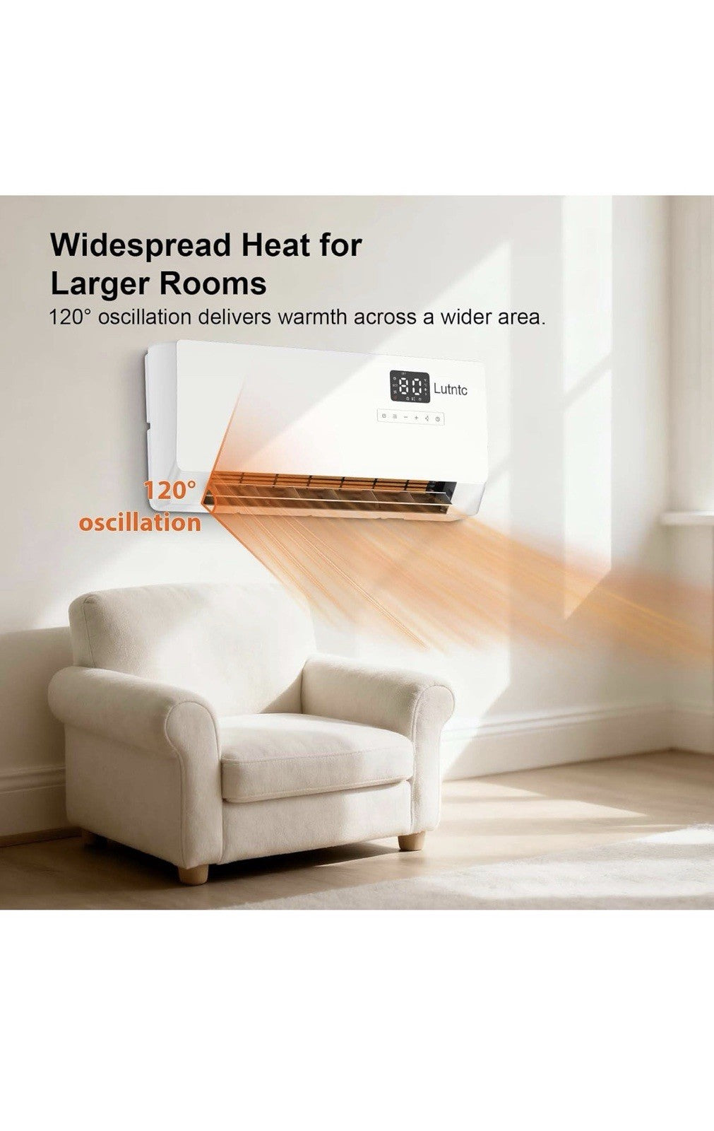 Dreo Smart Wall Heater, Electric Space Heater for Bedroom 1500W, 120° Vertical O4