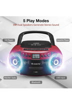 G Keni Portable CD and Cassette Player Boombox Combo, Casette Tape Red&Black 1