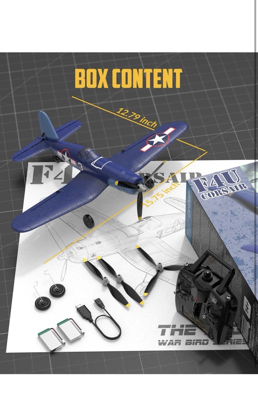 Volantex RC Corsair F4U Airplane Xpilot One Key Aerobatic RTF (761-8)8
