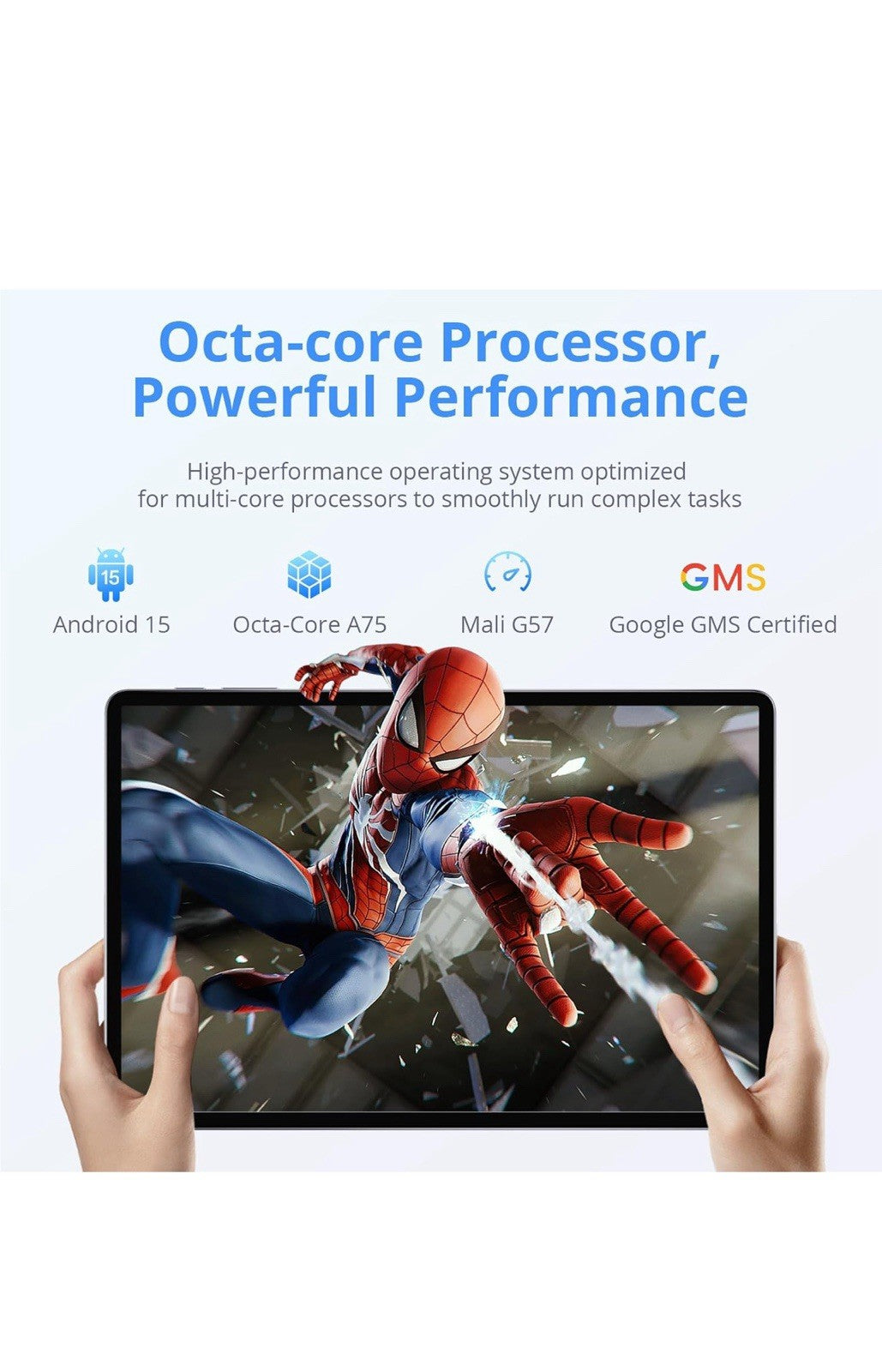 EDUAITAB Android 15 Tablet,11 Inch Tablet 1280X800 FHD Display,Octa-Core,16GB RA