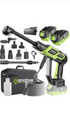 Cordless Pressure Washer - 1500PSI 2.6GPM, 400W Brushless Motor, 2X4000Mah Batte0