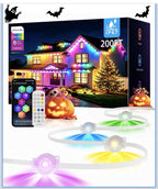200FT Permanent Outdoor Lights for House, Smart RGB Color Changing Eaves Lights,0