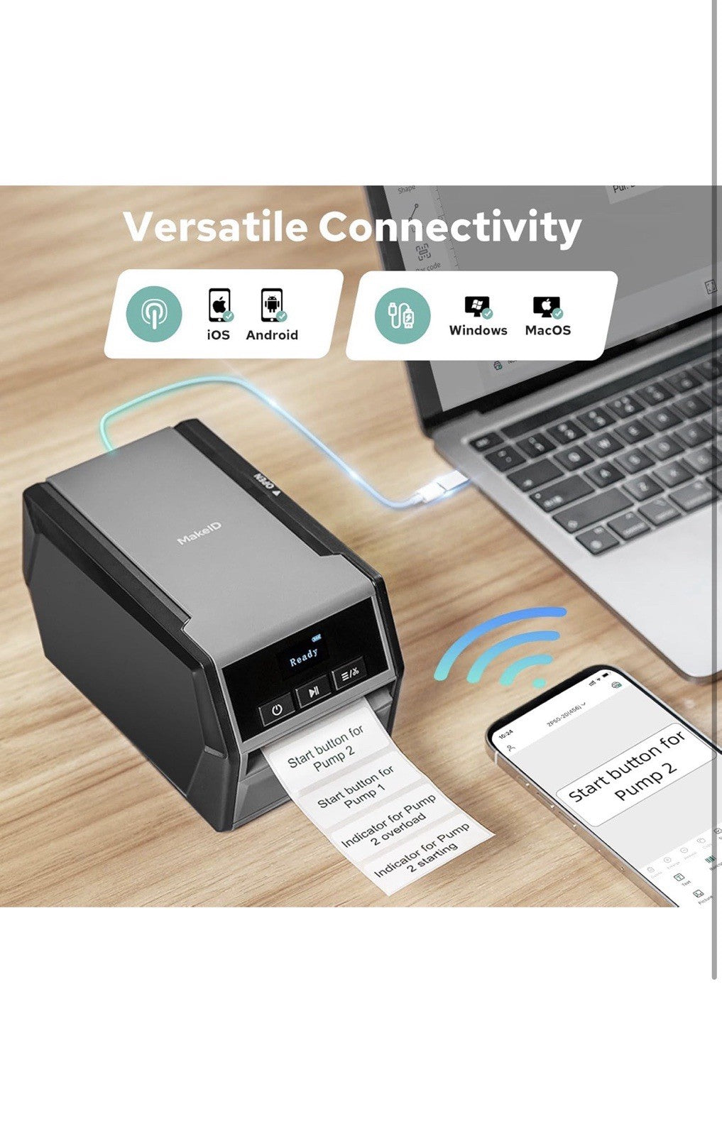D50 Industrial Label Printer, Desktop Label Maker 2" Print Head, Mobile APP & PC6
