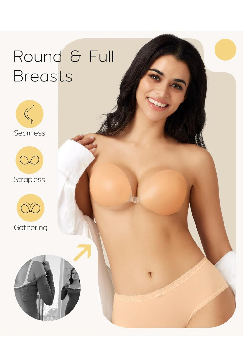 Niidor Adhesive Bra Strapless Sticky Invisible Push up Silicone Bra1