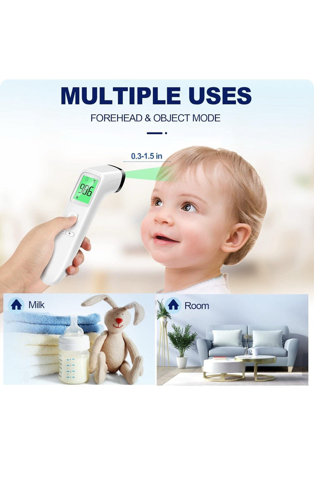 Termómetro sin contacto para adultos y niños, termómetro digital preciso para be3