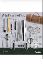 Bartender Kit Bag with 17 Pc Cocktail Tools Waxed Canvas Traveling Bar Barillio5
