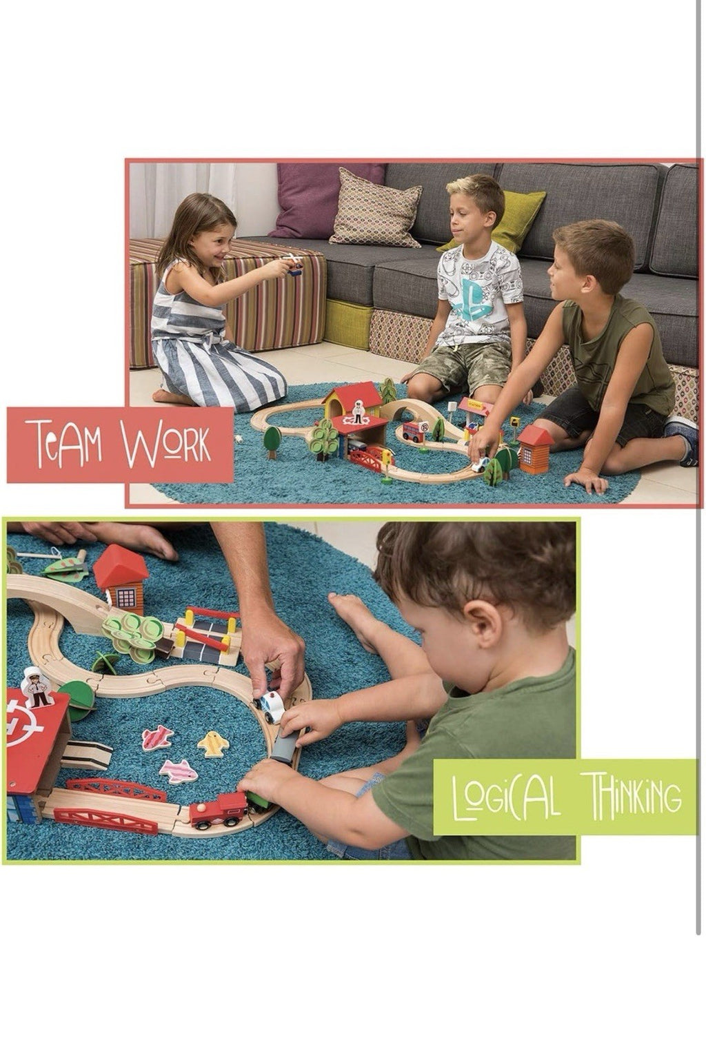 Wooden Train Set - 69 Pieces Wooden Train Tracks & Trains for Kids, Toddler B...3