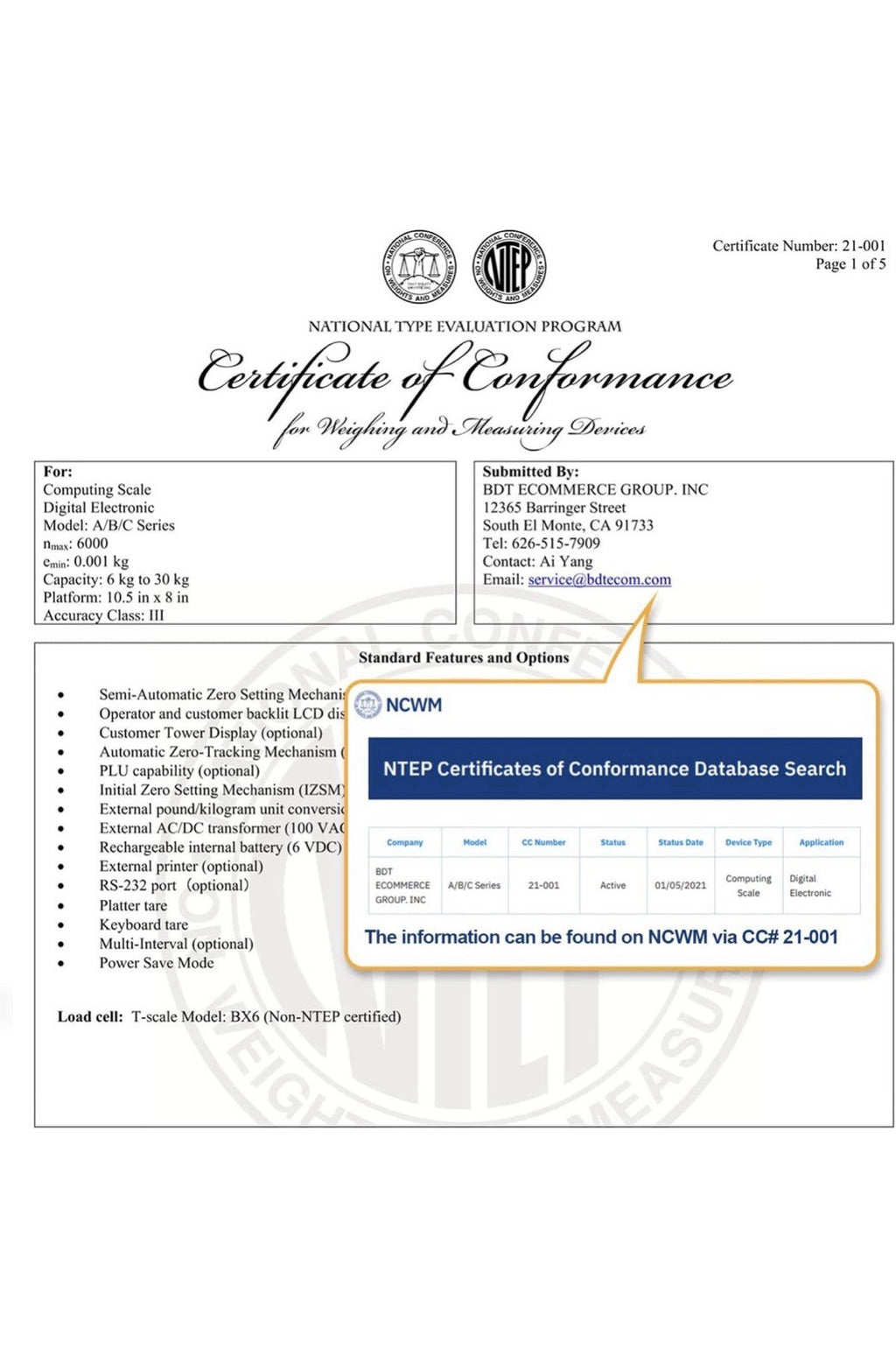 Price Computing Scale NTEP Certified for Legal Trade Rechargeable, Commercial...3