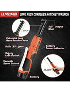 3/8" Extended Reach Cordless Ratchet Set 102Pcs 12V Long Neck3