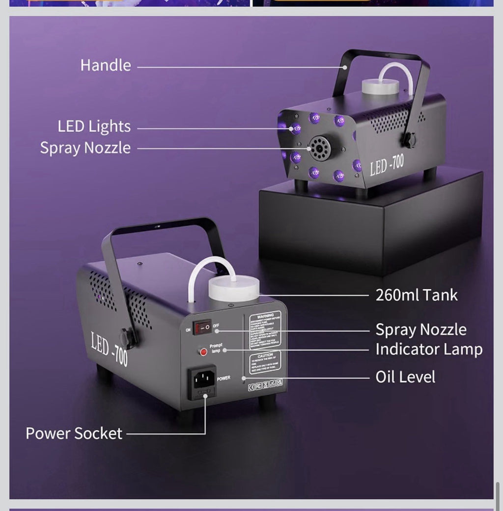 700W Fog Machine,14 Color Smoke Machine with 8 RGB LED Lights for Halloween Mini3