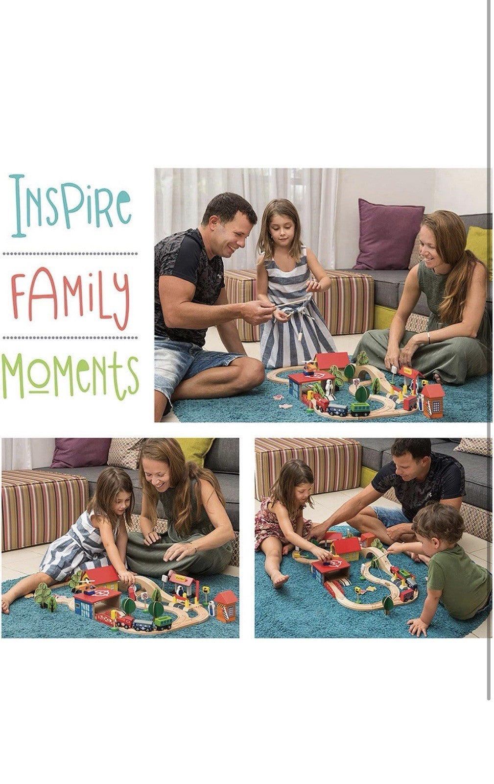 Wooden Train Set - 69 Pieces Wooden Train Tracks & Trains for Kids, Toddler B...5