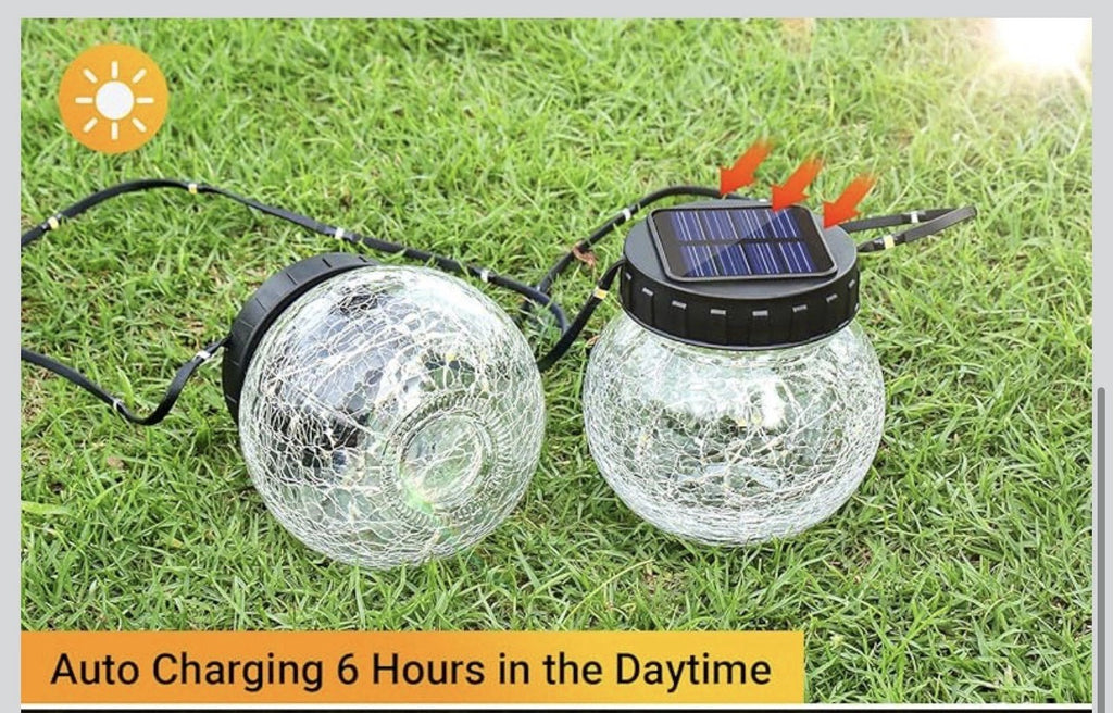 Solar Lights Outdoor Waterproof 12-Pack, Solar Powered Hanging Lantern Cracked G3