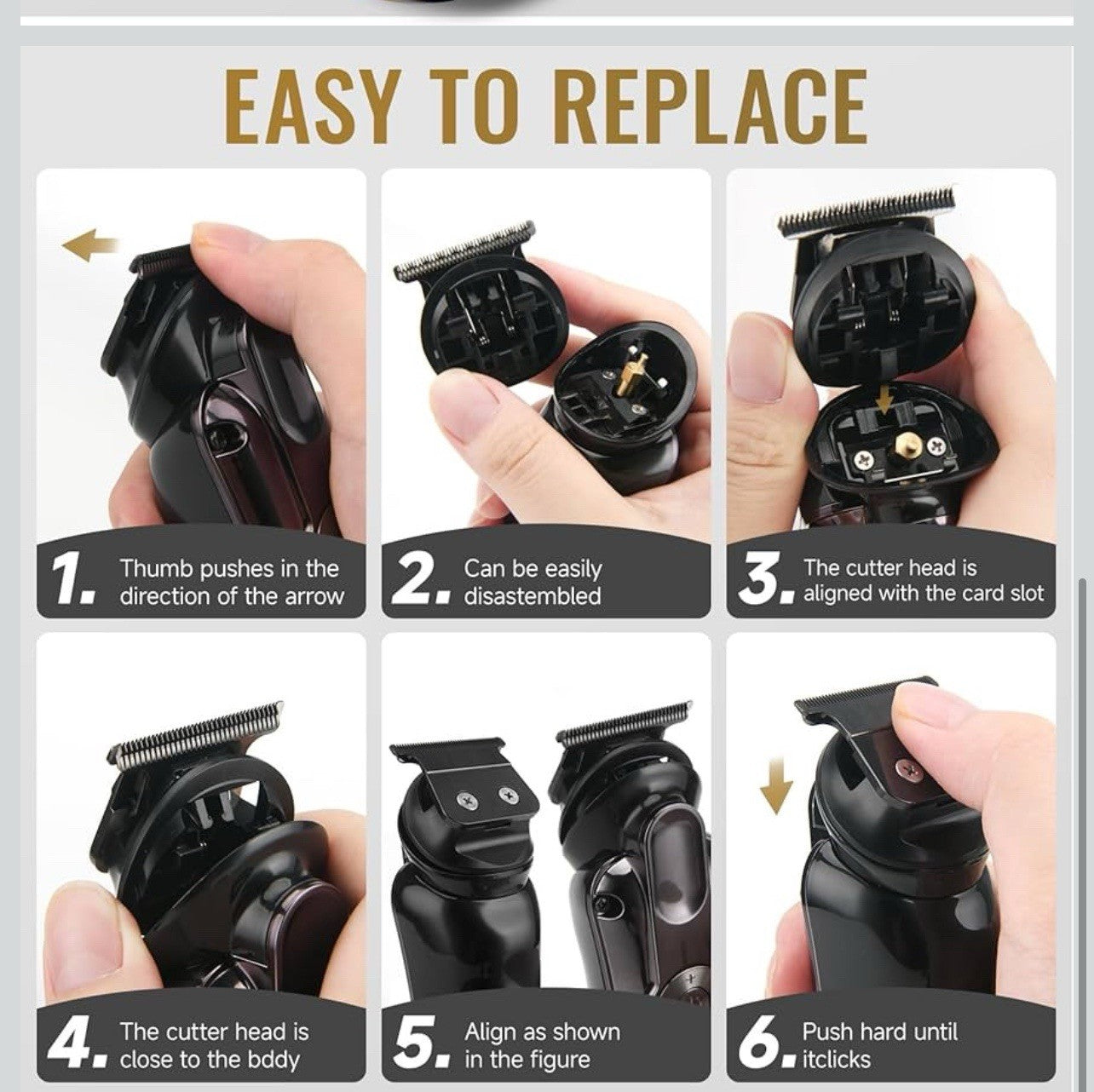 Kit profesional de aseo todo en uno para hombres, recortadora de barba ajustable6