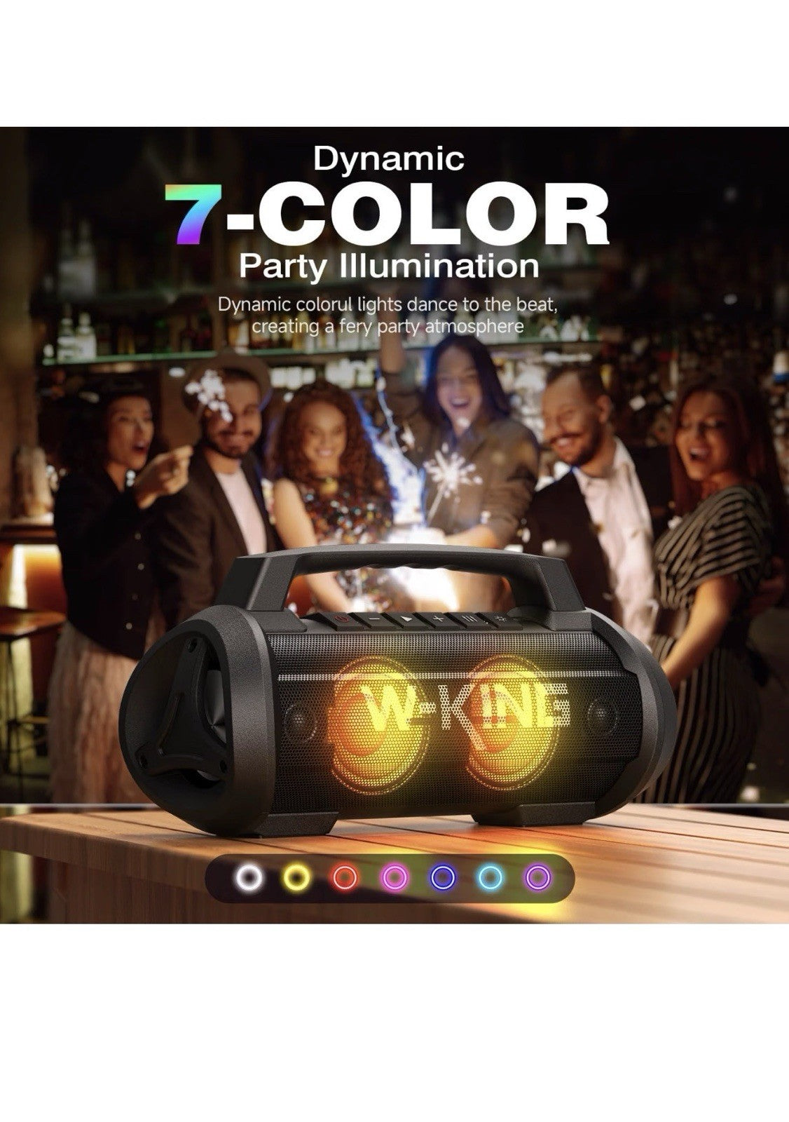 W-King Portable Bluetooth Speaker, 120W Peak Loud Bass Boombox4