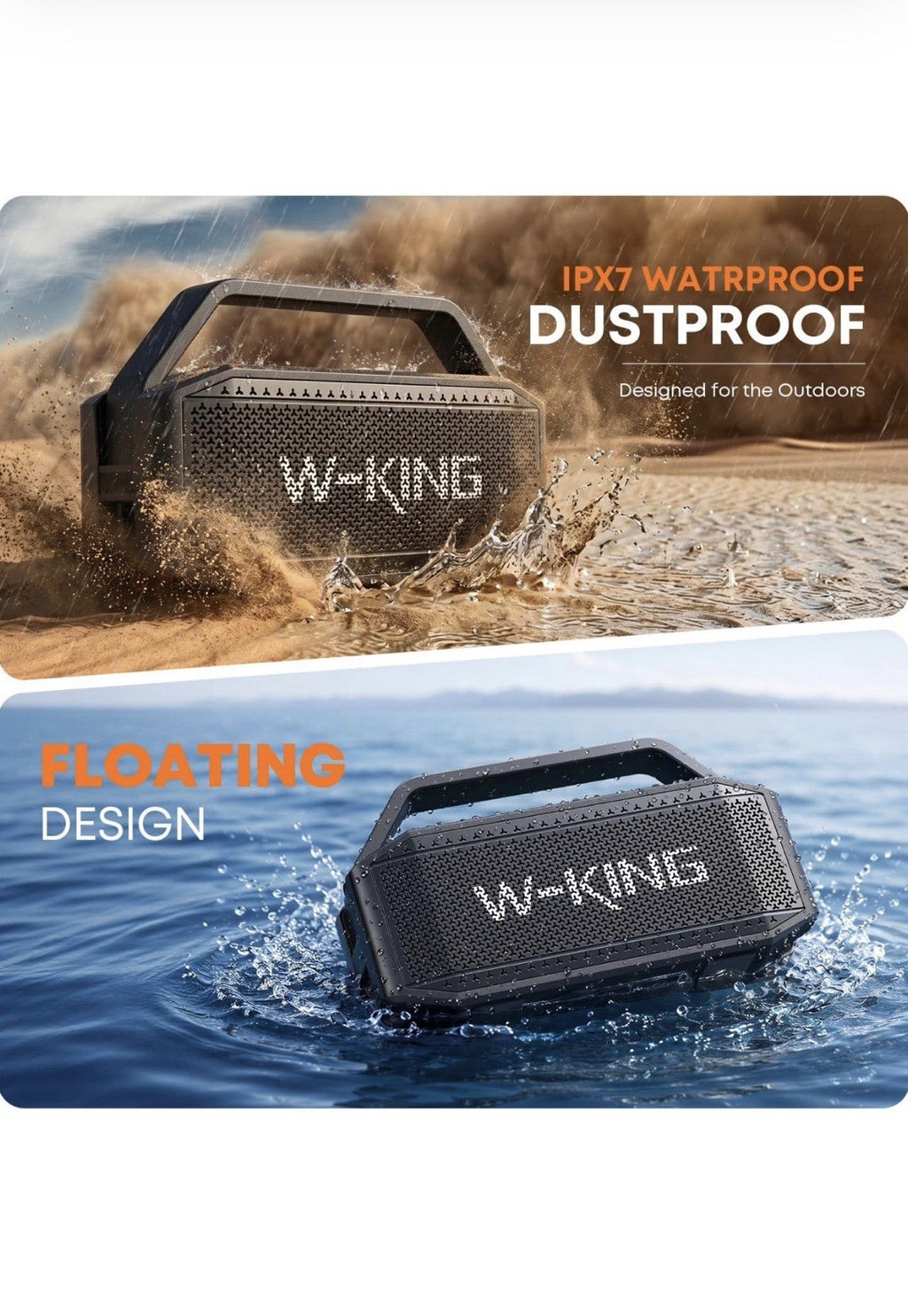 W-KING Bluetooth Speaker, 100W Peak Outdoor Portable Loud Speakers2