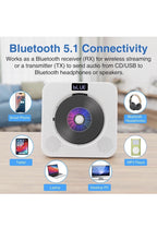 MEGATEK Reproductor de CD portátil Bluetooth para el hogar, reproductor de CD4