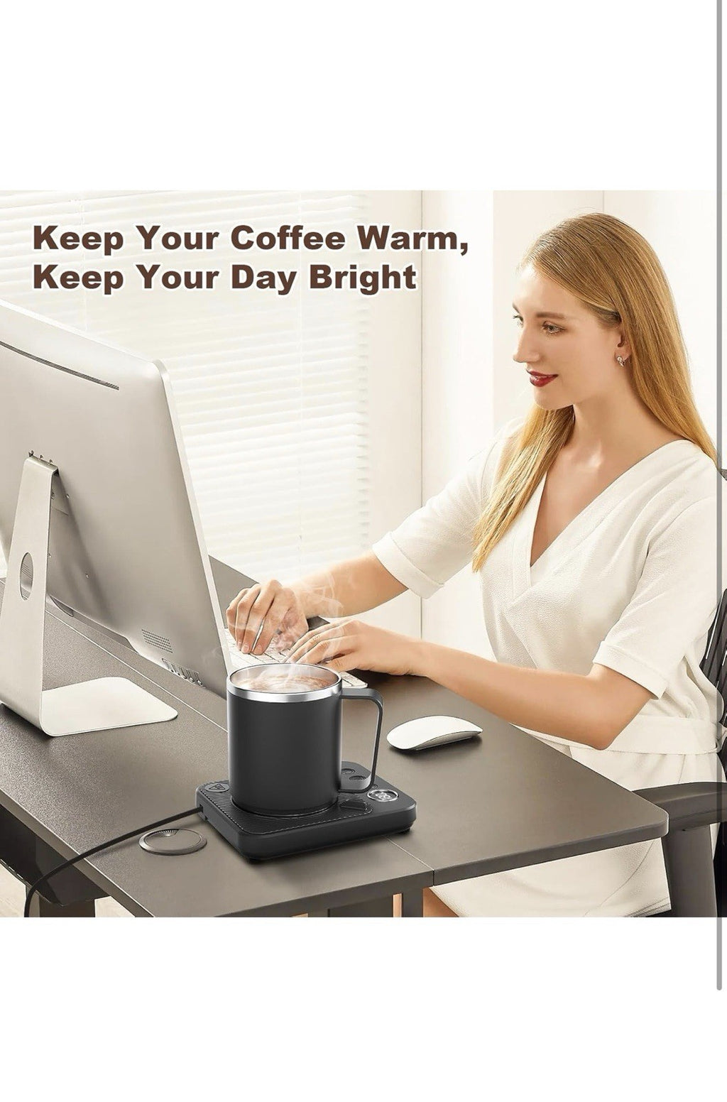 Coffee Mug Warmer & Mug Set for Desk, Smart Coffee Cup Warmer with 16oz Heate...3
