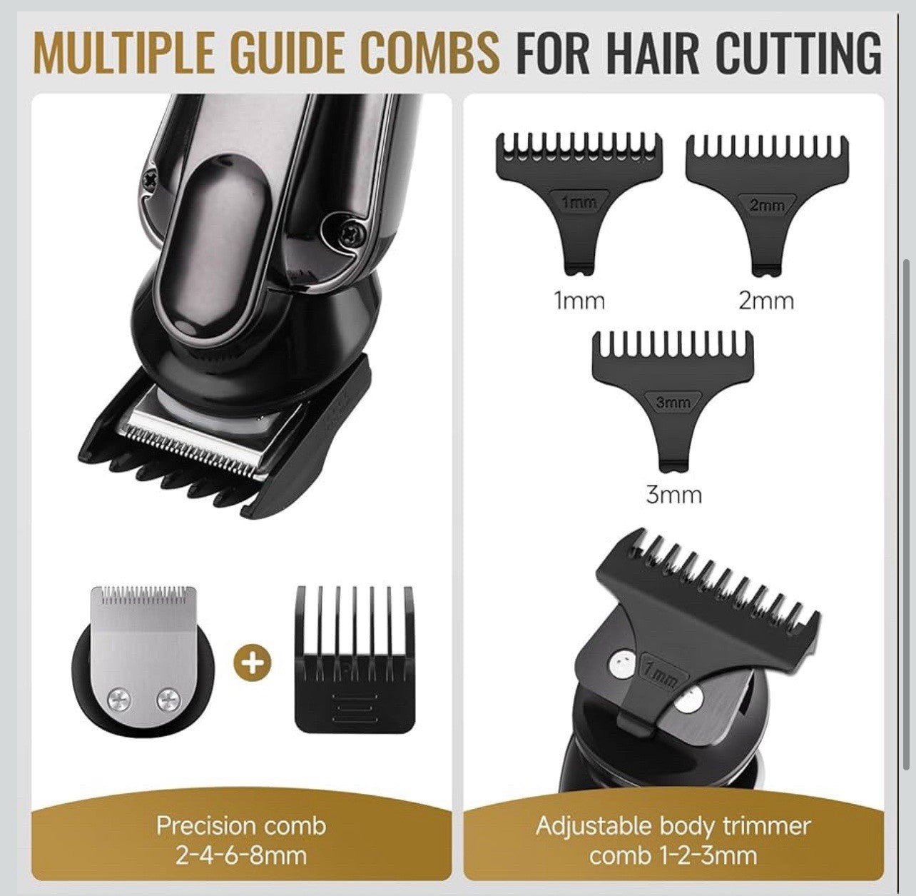 Kit profesional de aseo todo en uno para hombres, recortadora de barba ajustable2