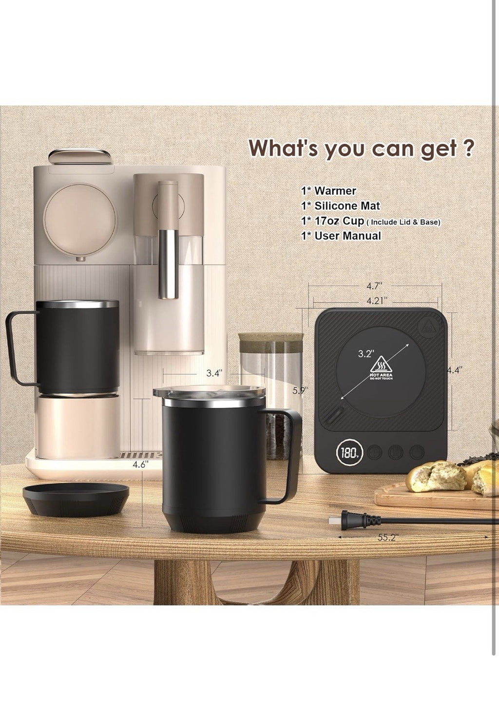 Coffee Mug Warmer & Mug Set for Desk, Smart Coffee Cup Warmer with 16oz Heate...6