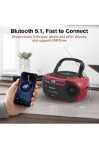 G Keni Portable CD and Cassette Player Boombox Combo, Casette Tape Red&Black 4