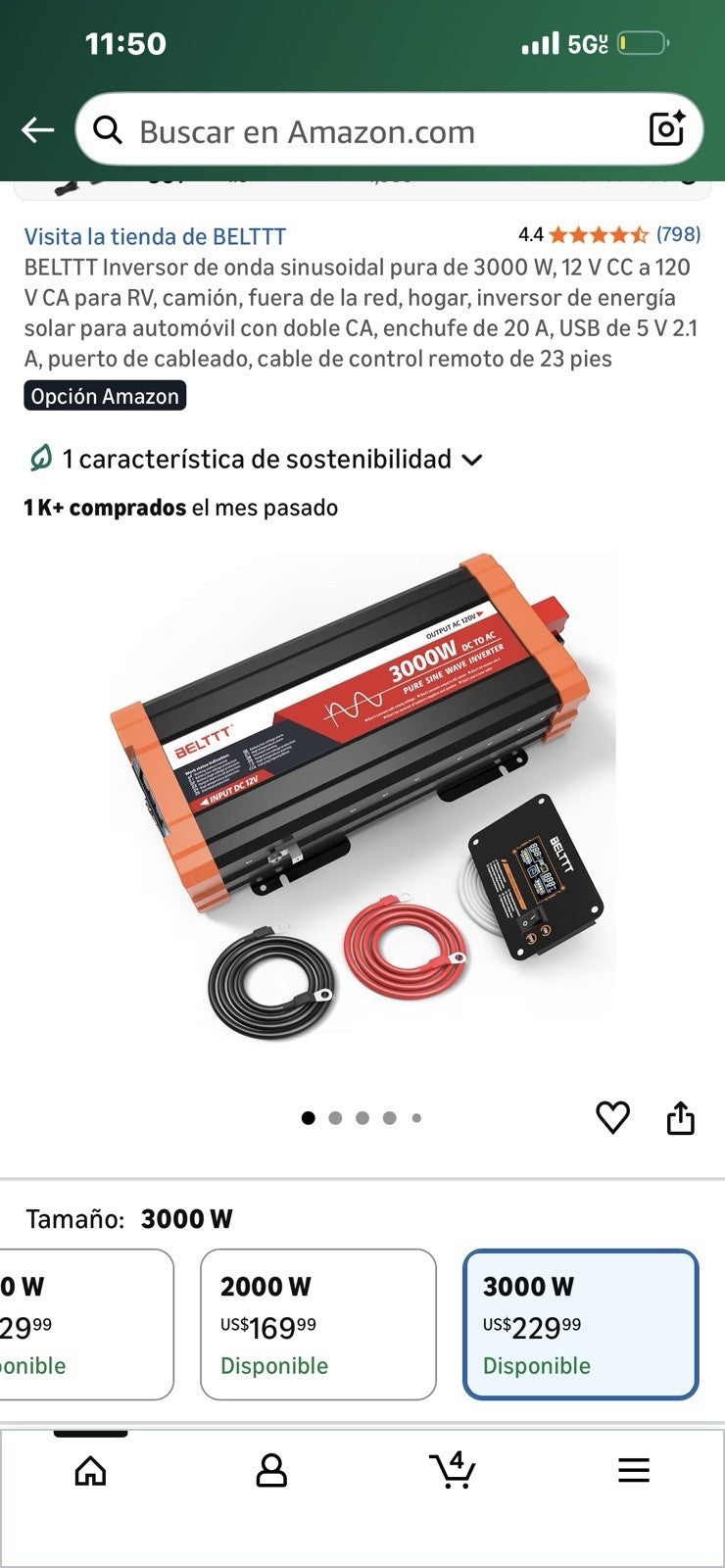 BELTTT 3000W Pure Sine Wave Inverter 12V DC to 120V AC for RV Truck *NEW*0