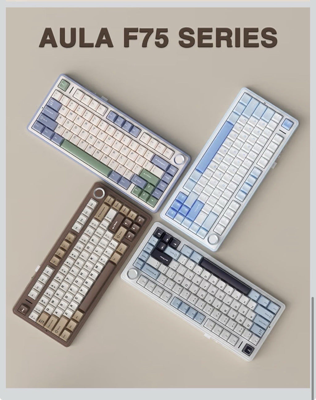AULA F75 75% Wireless Mechanical Keyboard, Hot Swappable Creamy Keyboard, Pre-8