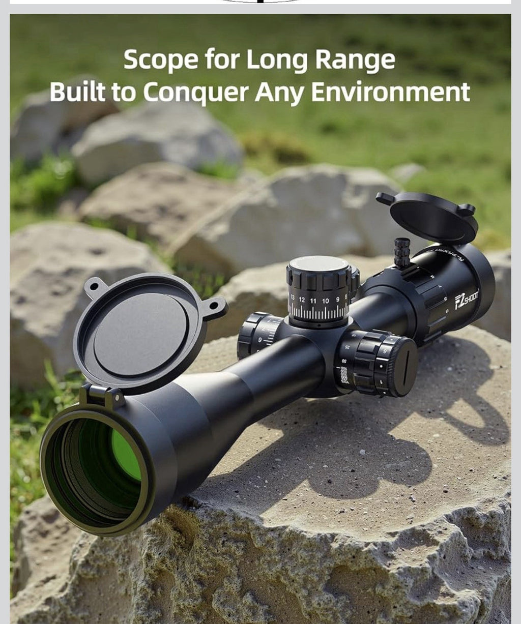 EZshoot FFP Rifle Scope with Zero Stop, MOA Illuminated Reticle, Parallax Ad7