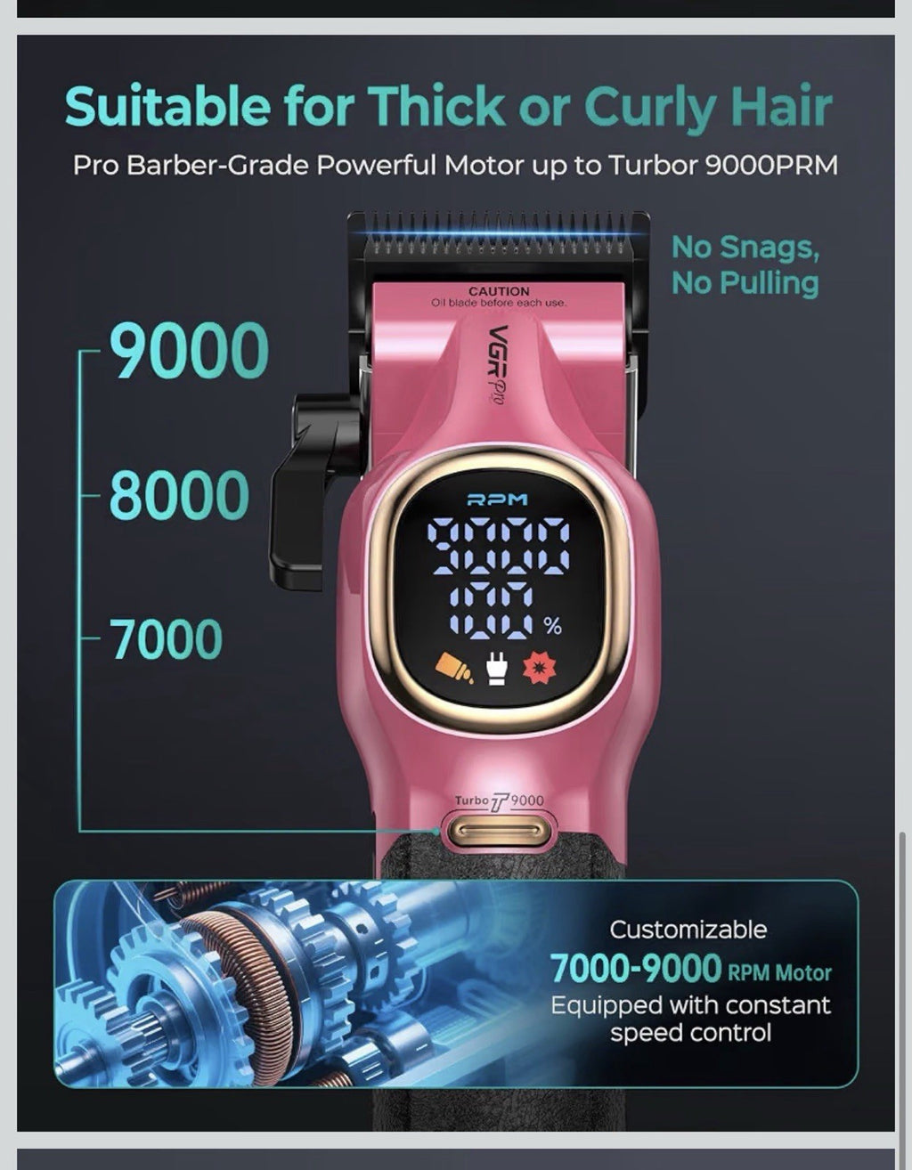 VGRPRO Professional Hair Clippers for Men, Cordless Clipper and5