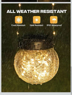 Solar Lights Outdoor Waterproof 12-Pack, Solar Powered Hanging Lantern Cracked G7