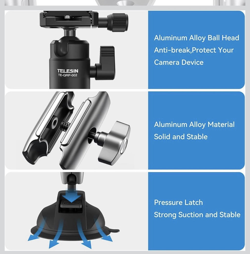 Soporte de montaje para cámara de triple ventosa, trípode resistente para5