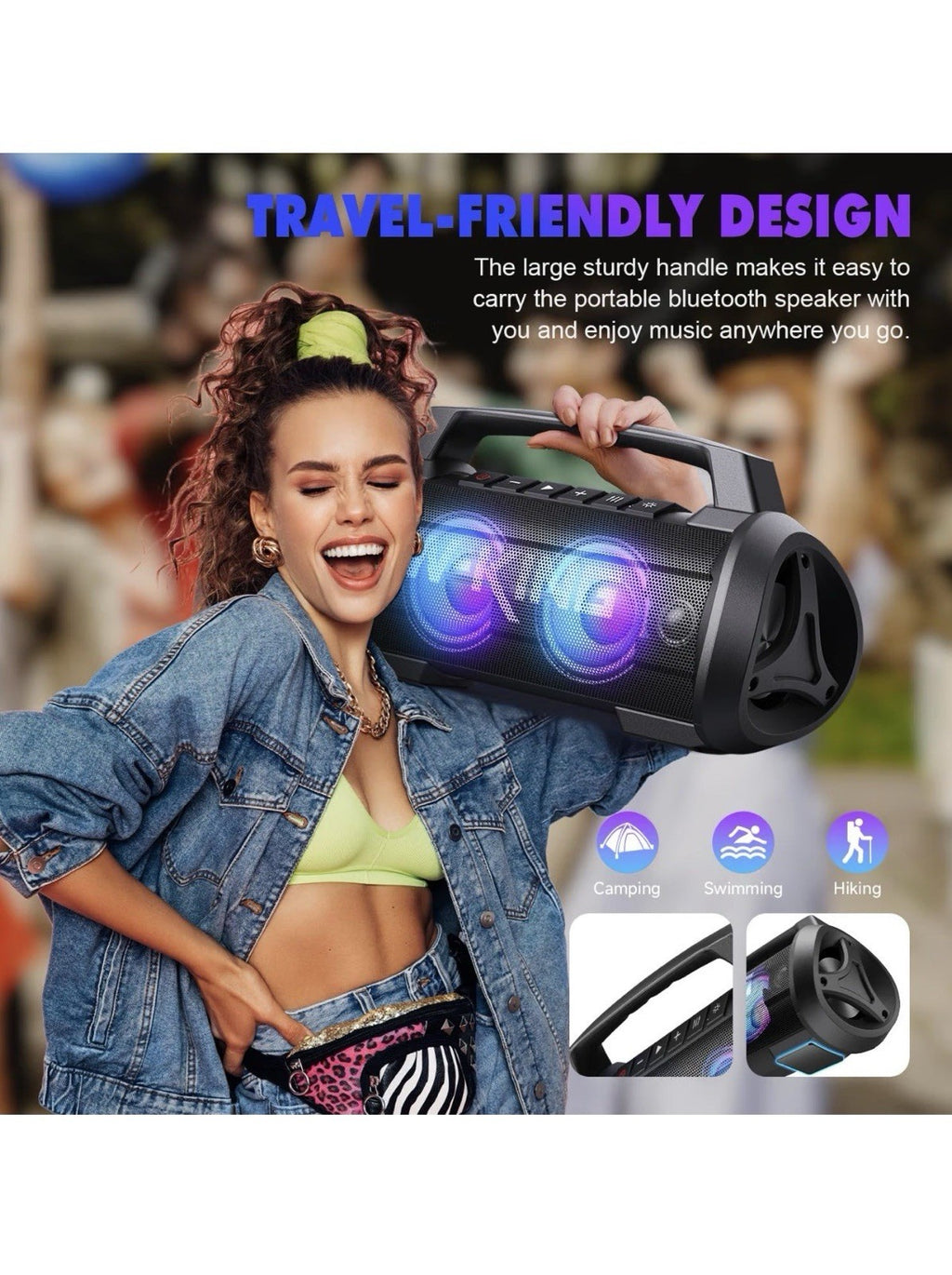 W-King Portable Bluetooth Speaker, 120W Peak Loud Bass Boombox6