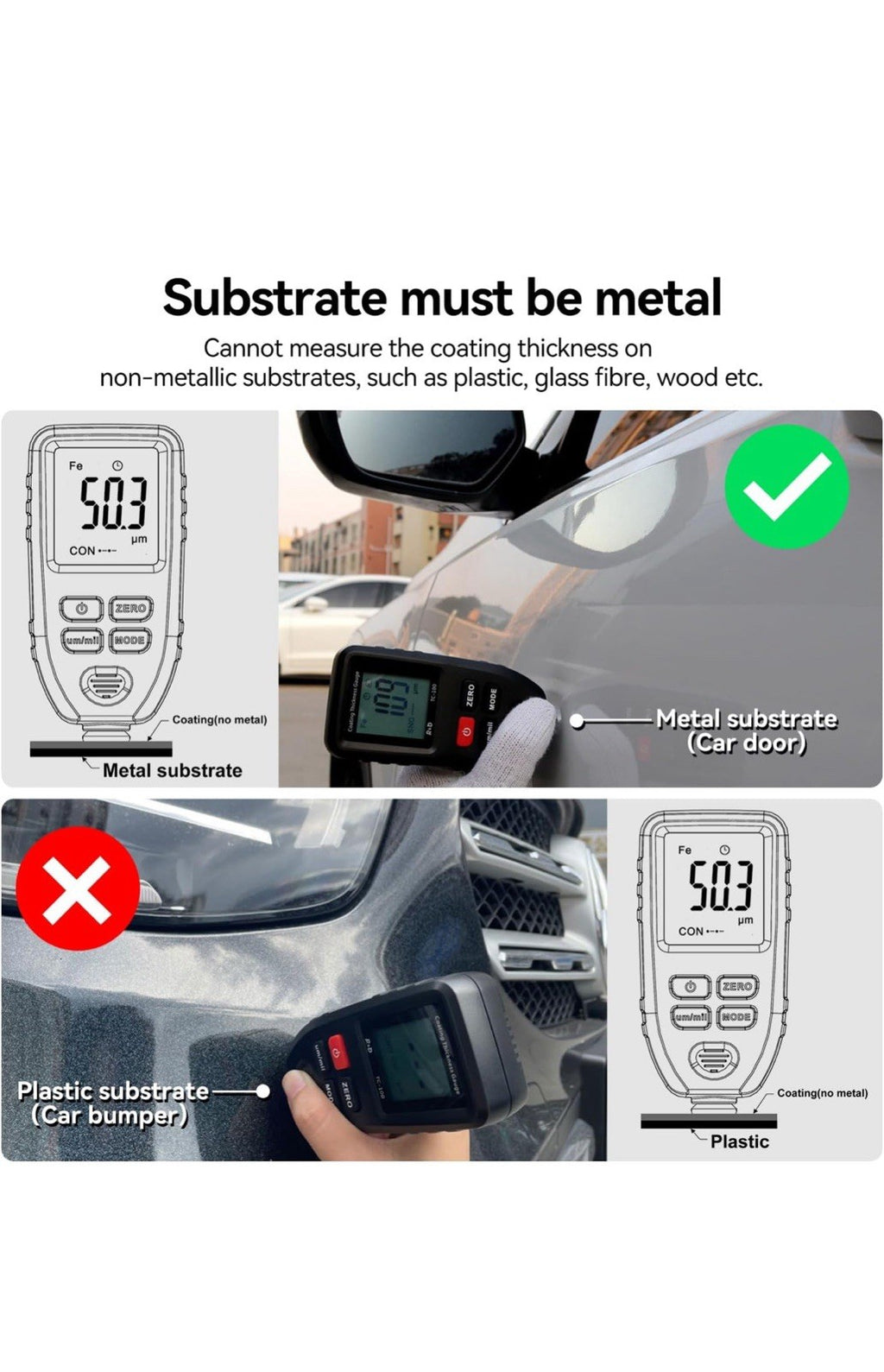 medidor de espesor de pintura revestimiento accesorios para autos carros digital2