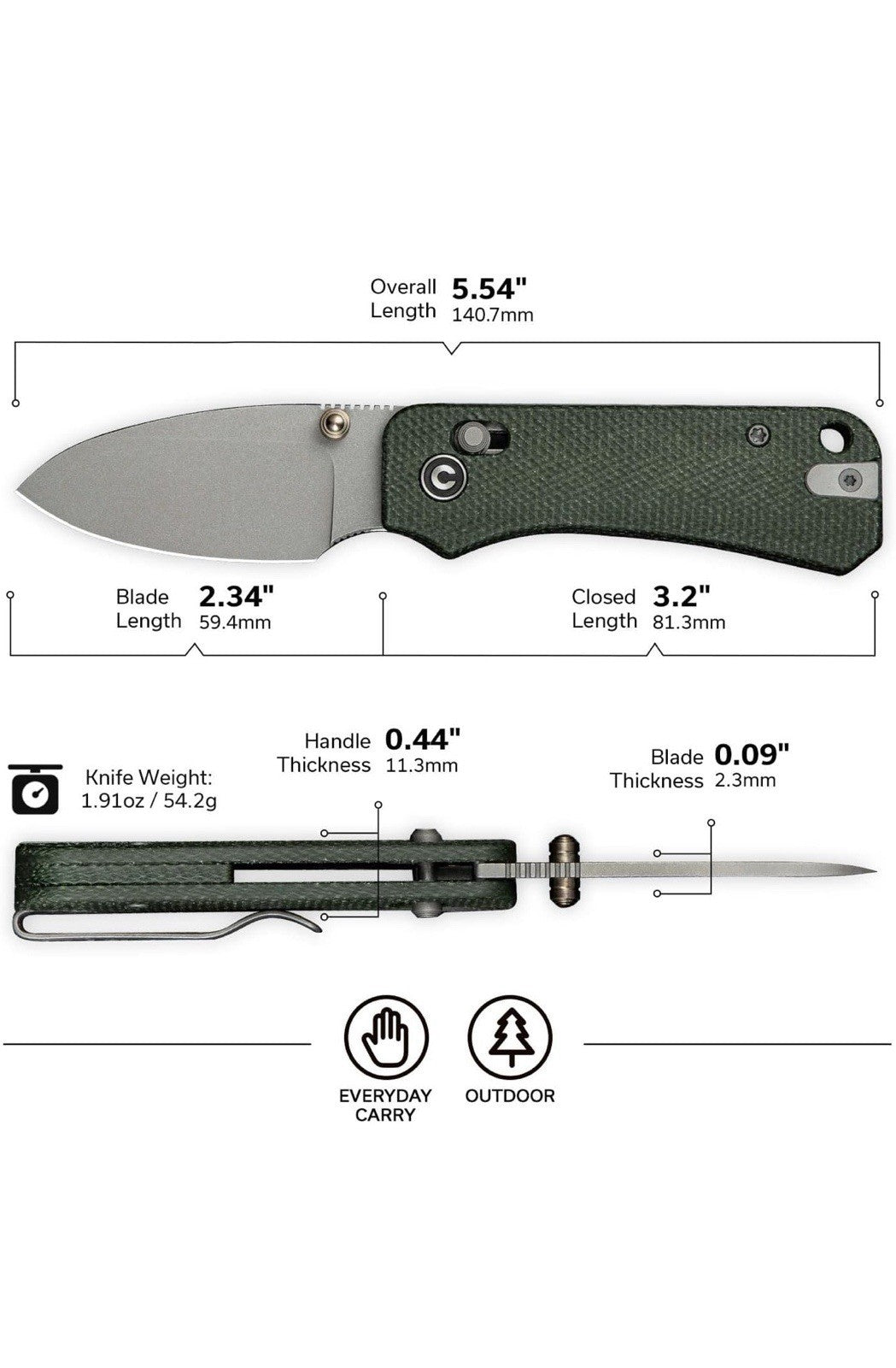 CIVIVI Cuchillo de bolsillo pequeño para EDC, Baby Banter 2 Crossbar Lock Cuchi1