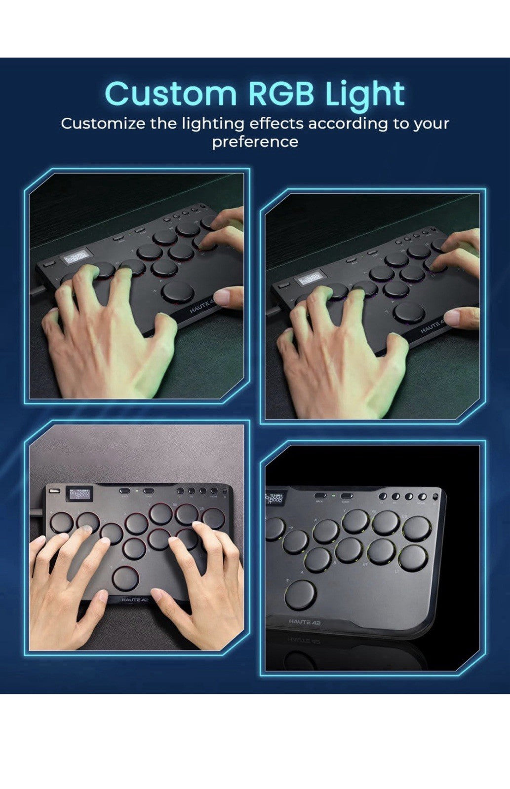 JZW-Shop Haute42 Arcade Stick P12, All-Button Arcade Controller for Switch, PC,4