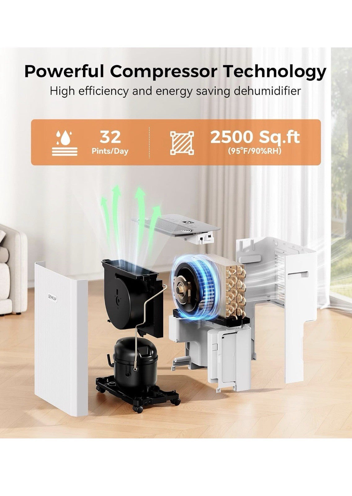 2500 Sq.Ft Dehumidifier for Basement with Drain Hose,  32 Pints Dehumidifiers fo1