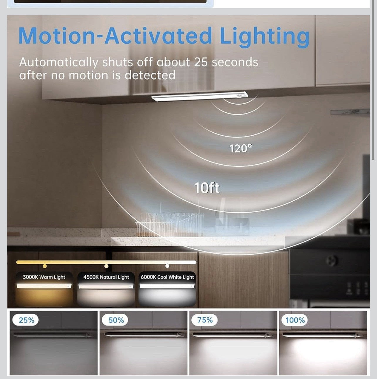 5 Pack Under Cabinet Lighting,Rechargeable Motion Sensor Light Indoor,3 Colors D2