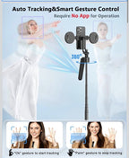 Vlogging Kit for iPhone/Android, 63”Auto Face Tracking Tripod for iPhone with...1