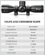 CVLIFE 4x32 Crossbow Scope, Red Green Illuminated Compact Crossbow Scopes for...5