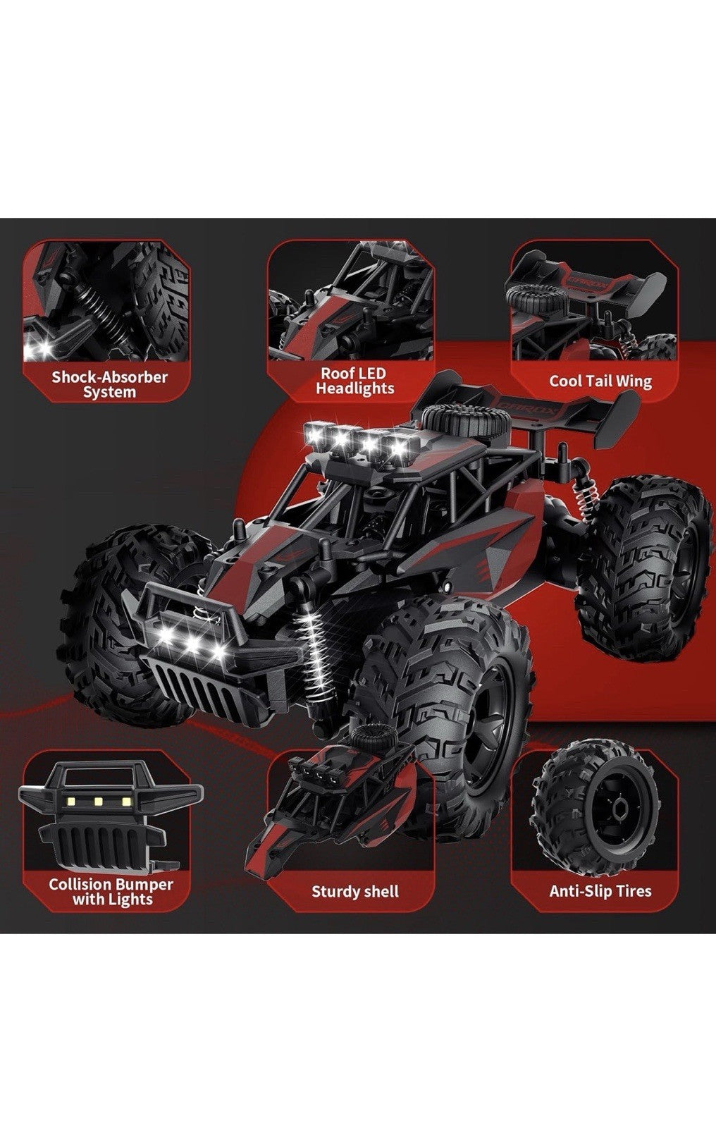 Carox Remote Control Car, 2.4GHz 25KM/H High Speed RC Car, 1:18 Off-Road Monster4