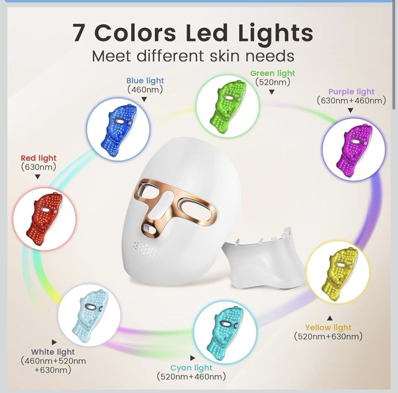 Máscara facial LED Terapia de luz Cuidado de la piel Anti envejecimiento US NEW1