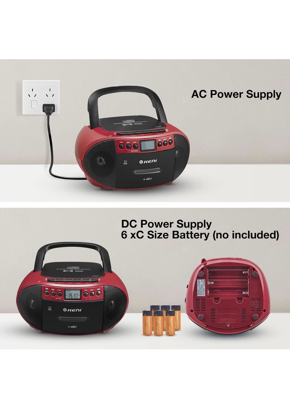 G Keni Portable CD and Cassette Player Boombox Combo, Casette Tape Red&Black 6