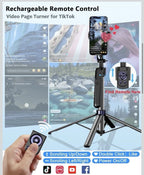 Vlogging Kit for iPhone/Android, 63”Auto Face Tracking Tripod for iPhone with...3