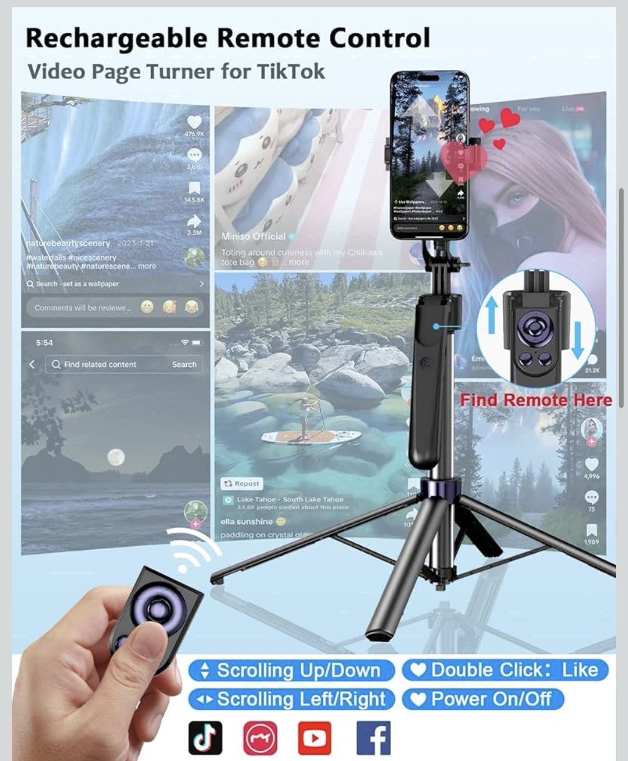 Vlogging Kit for iPhone/Android, 63”Auto Face Tracking Tripod for iPhone with...3