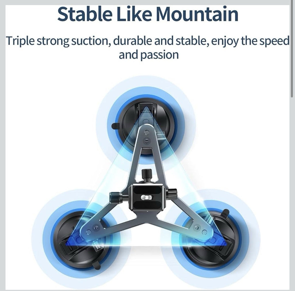 Soporte de montaje para cámara de triple ventosa, trípode resistente para2