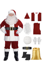 Traje de Santa Claus de lujo para hombres, disfraz de Papá Noel para adultos0