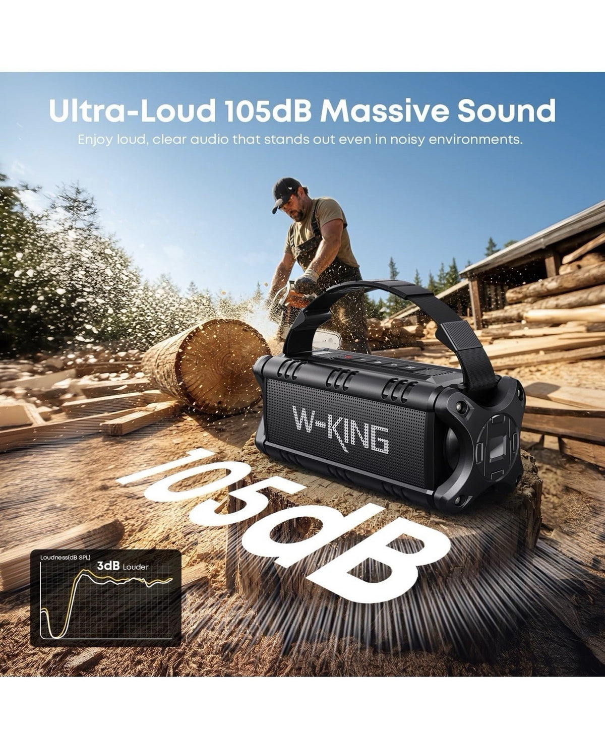 W-KING Bluetooth Speaker, 90W Max Loud IPX6 Waterproof Portable Speaker4