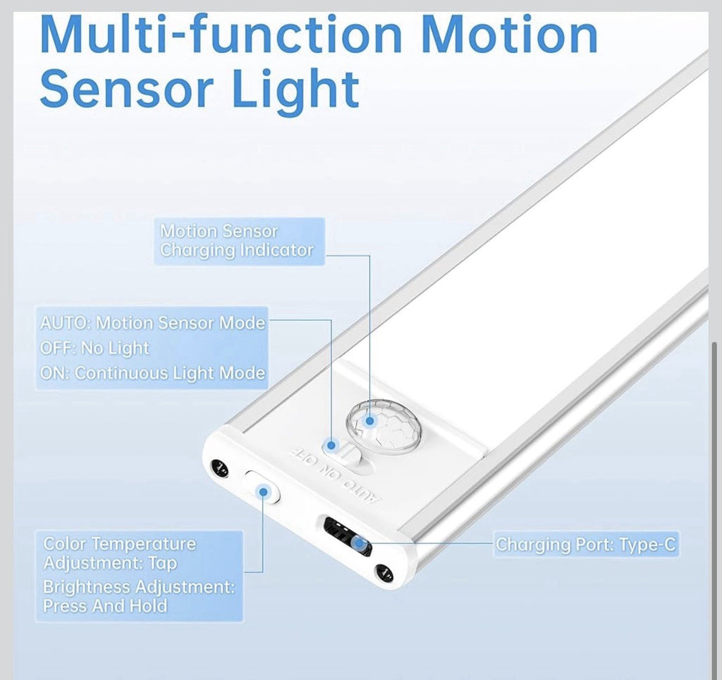 5 Pack Under Cabinet Lighting,Rechargeable Motion Sensor Light Indoor,3 Colors D4