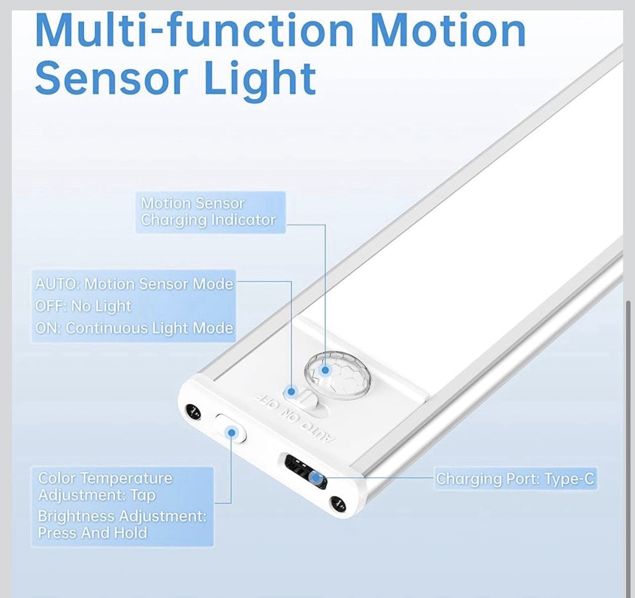 5 Pack Under Cabinet Lighting,Rechargeable Motion Sensor Light Indoor,3 Colors D4