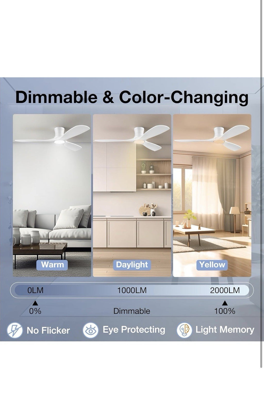 Haiku Home L Series 52" Smart Ceiling Fan Wi-Fi Indoor LED Light White with3