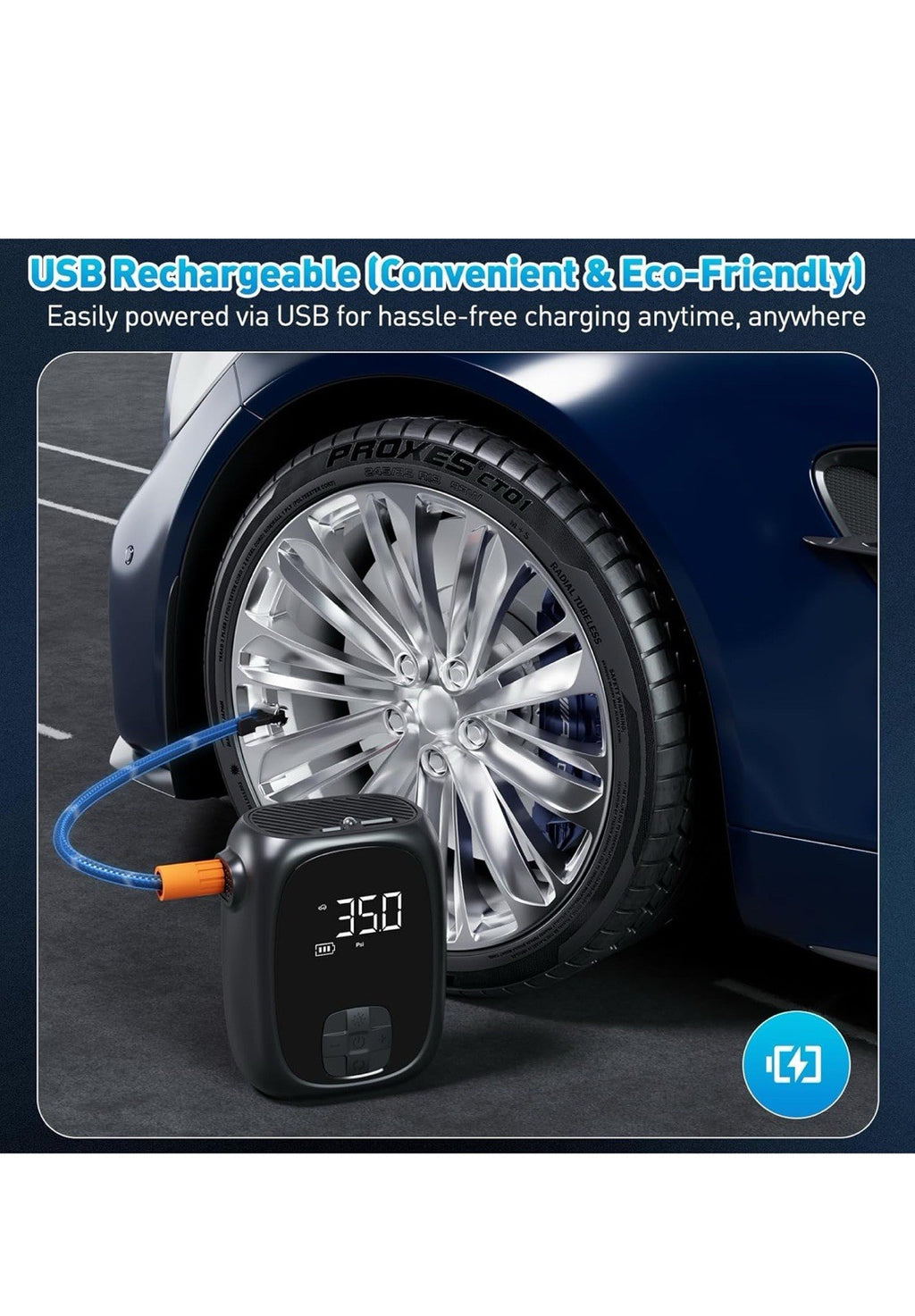 Compresor de aire portátil para inflado de neumáticos, inflado rápido, apagado a4